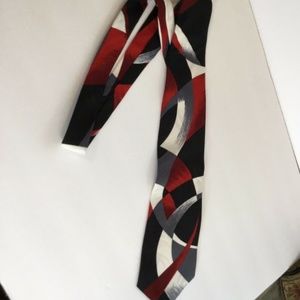 Bracers Red Black White Mens Tie Geometric